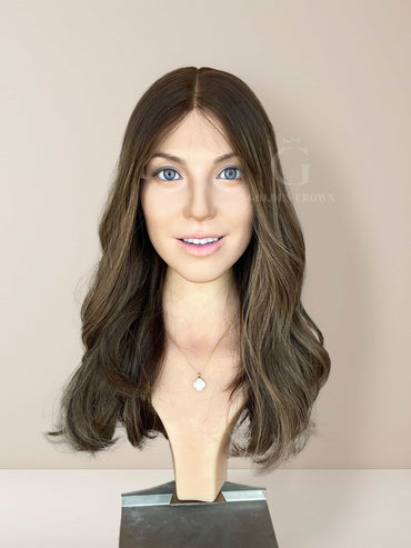Nora Lace Top Base 100% Human Hair Wigs Front View GoldenCrownWigs.com