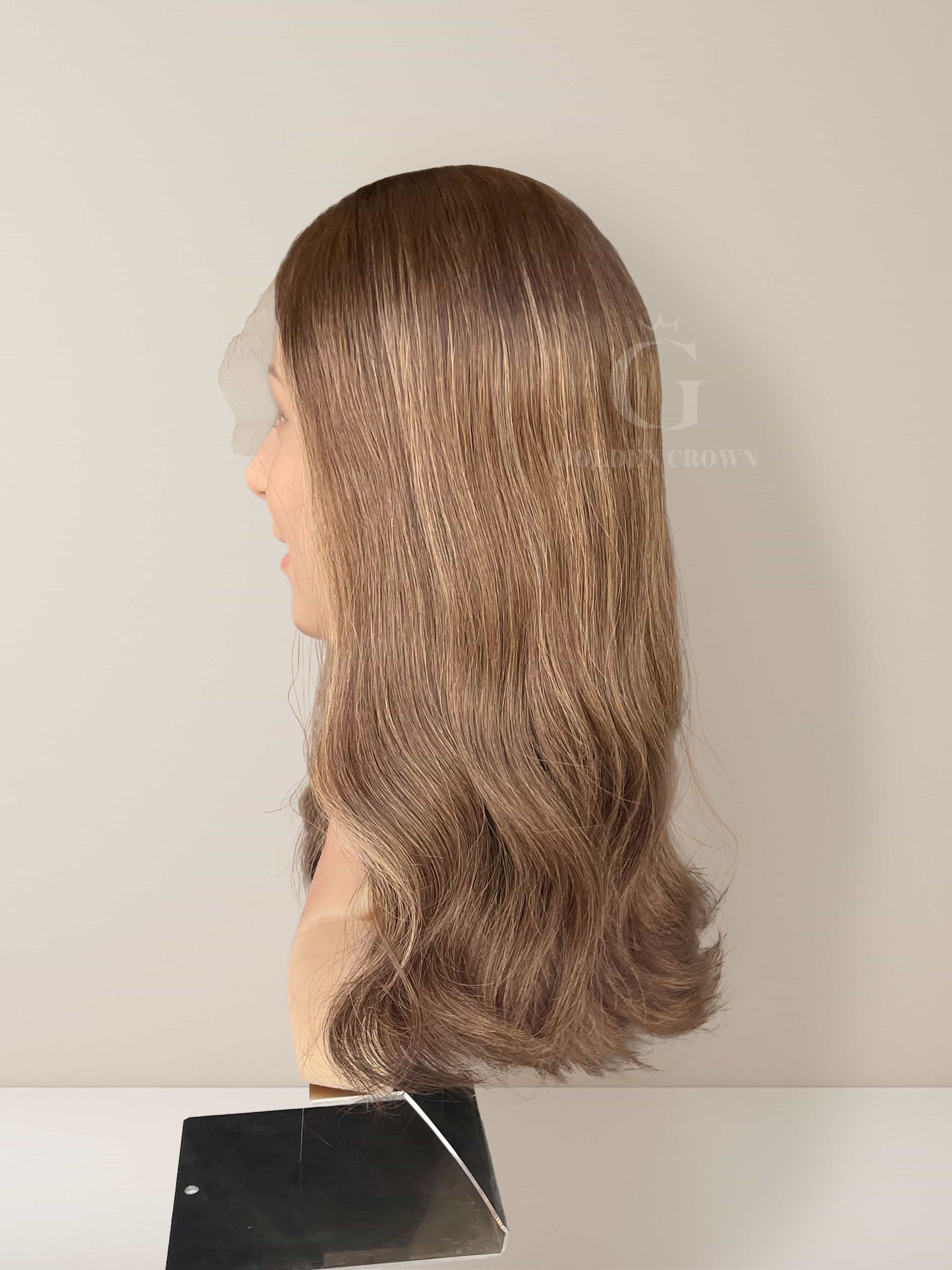 Aurora Lace Top Base 100 Human Hair Wigs Right Side View GoldenCrownWigs.com