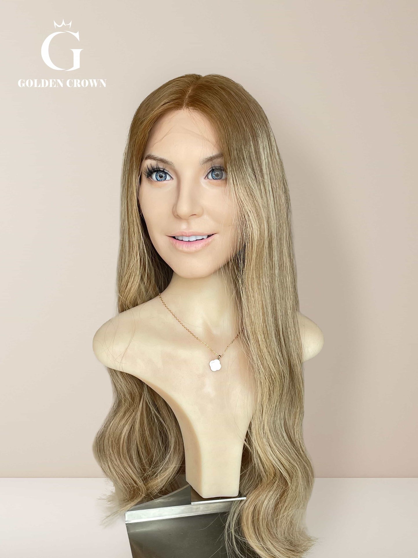 Celeste Lace Top Base 100 Human Hair Front View GoldenCrownWigs.com