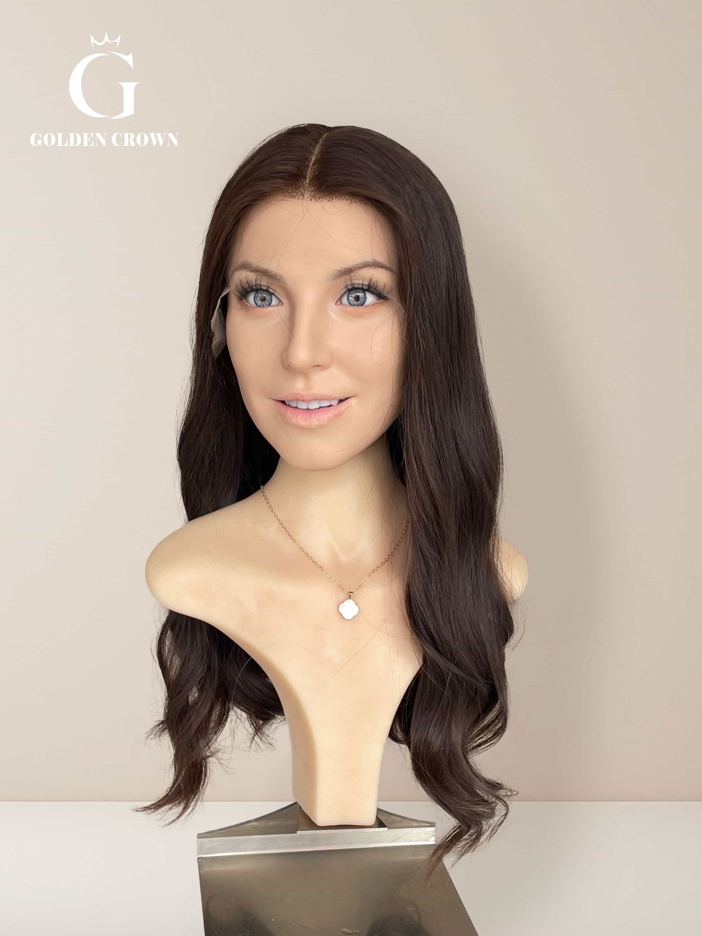 Corinne Lace Top Base 100 Human Hair Front View GoldenCrownWigs.com
