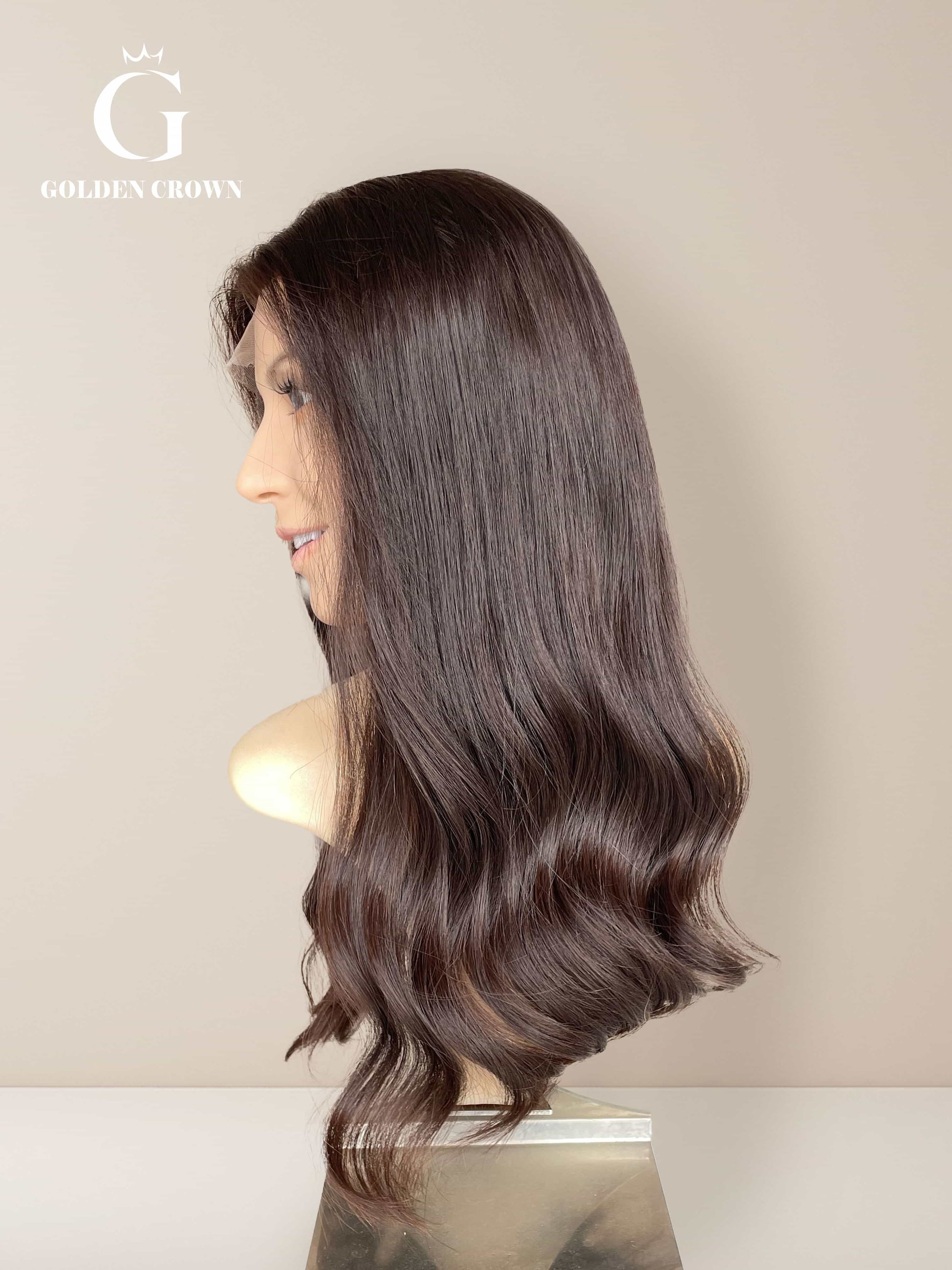 Corinne Lace Top Base 100 Human Hair Right Side View GoldenCrownWigs.com