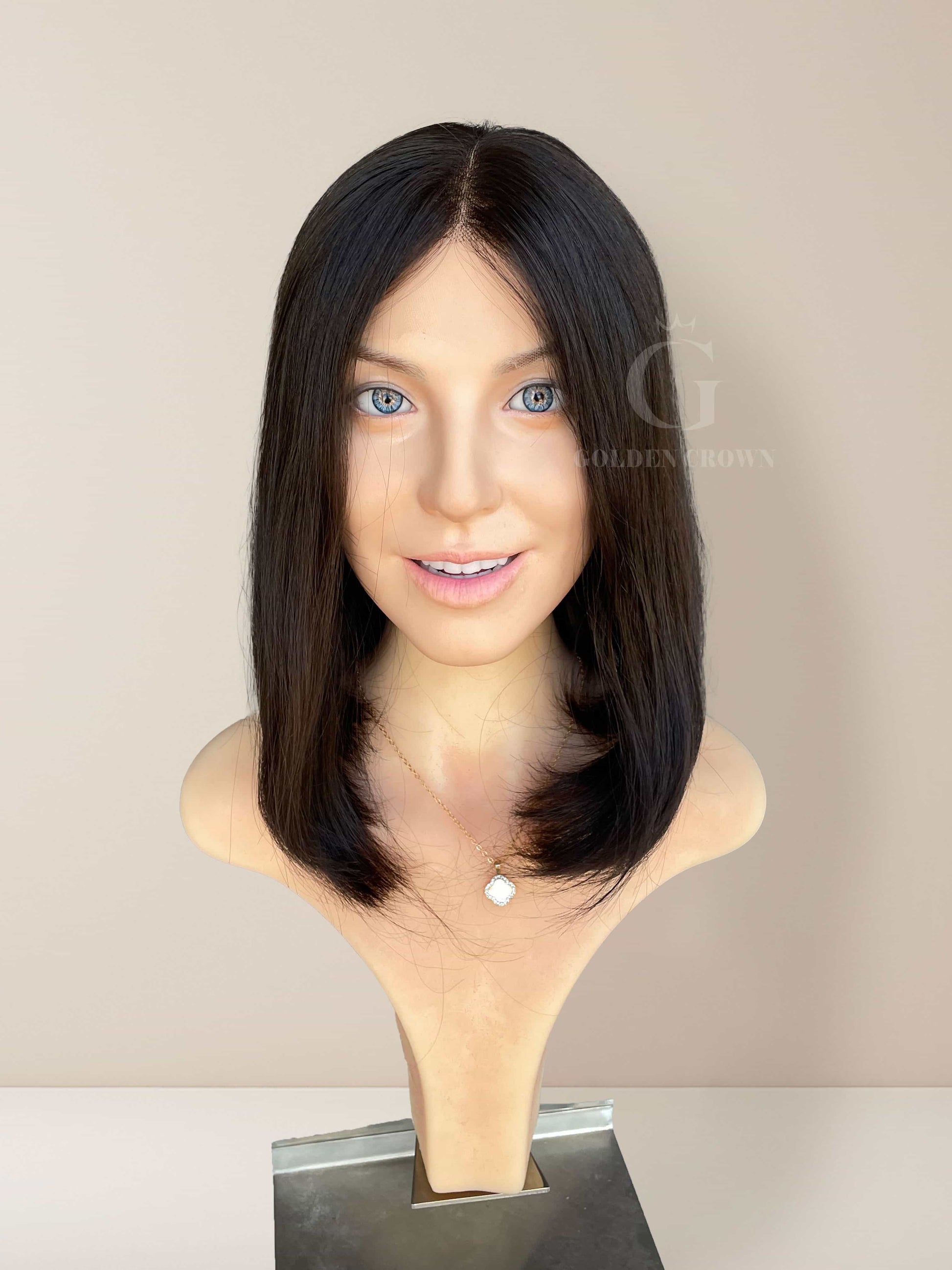 Corinne Lace Top Base 100% Human Hair Wigs Front View GoldenCrownWigs.com