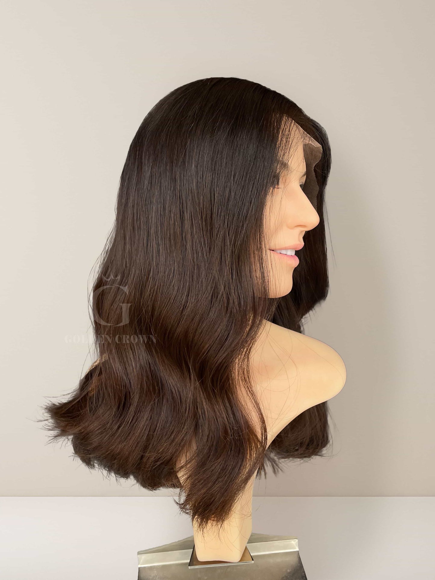 Daphne Lace Top Base 100% Human Hair Wigs Right Side View GoldenCrownWigs.com
