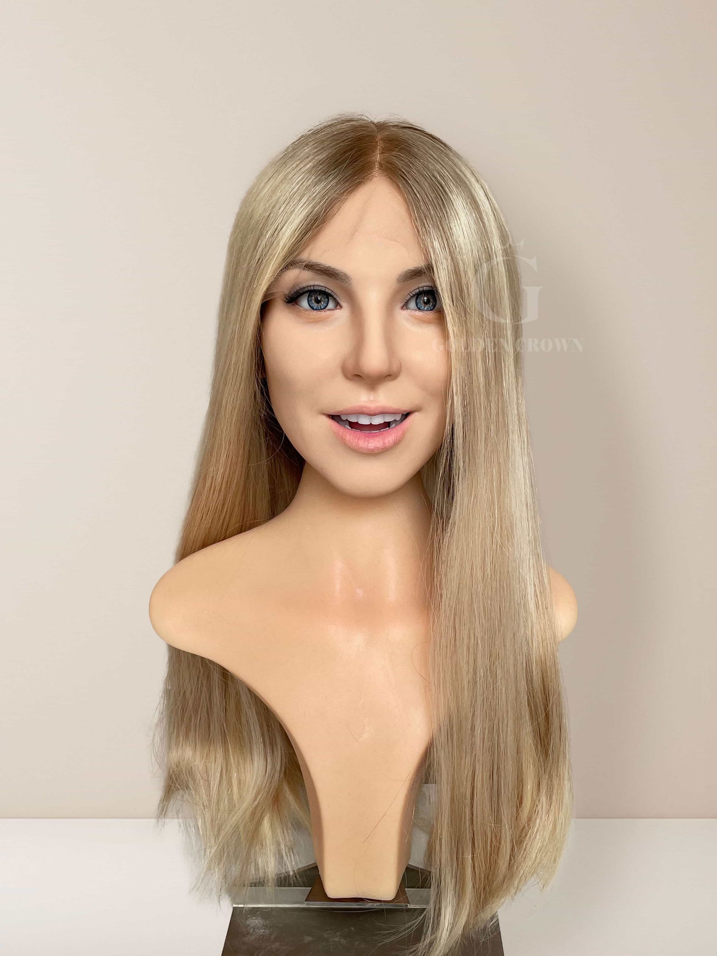 Emma Lace Top Base 100% Human Hair Wigs Front View GoldenCrownWigs.com