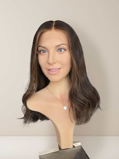 Freya Lace Top Base 100% Human Hair Wigs Front View GoldenCrownWigs.com
