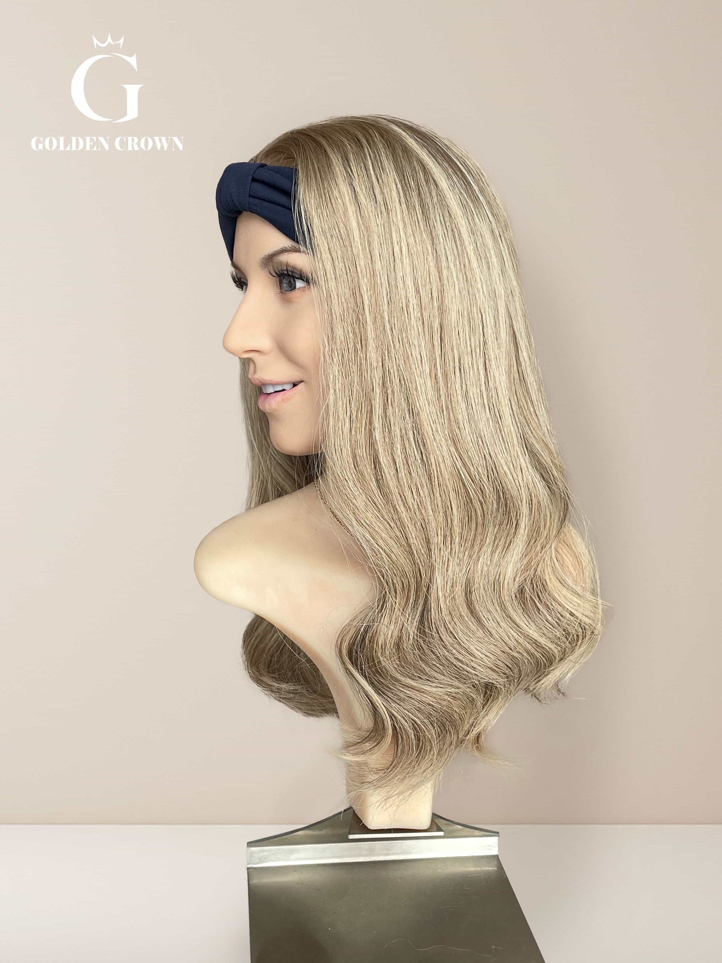 Ingrid Bandfall 100 Human Hair Right Side View GoldenCrownWigs