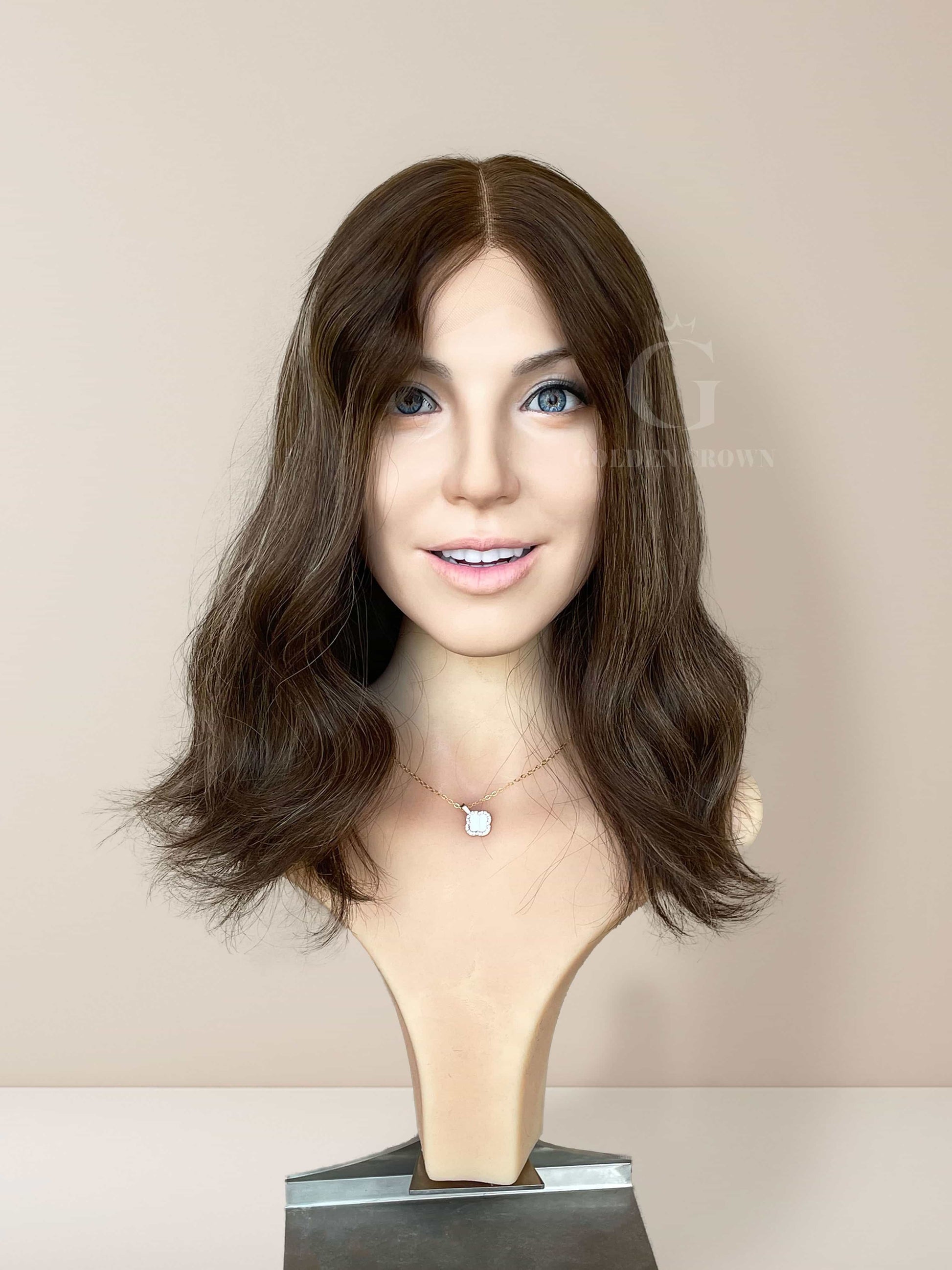 Irene Lace Top Base 100% Human Hair Wigs Front View GoldenCrownWigs.com