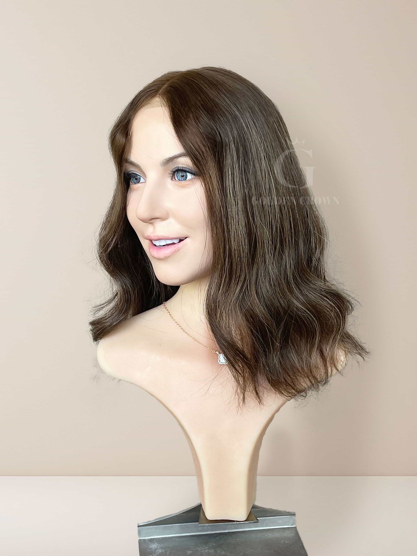 Irene Lace Top Base 100% Human Hair Wigs Right Side View GoldenCrownWigs.com