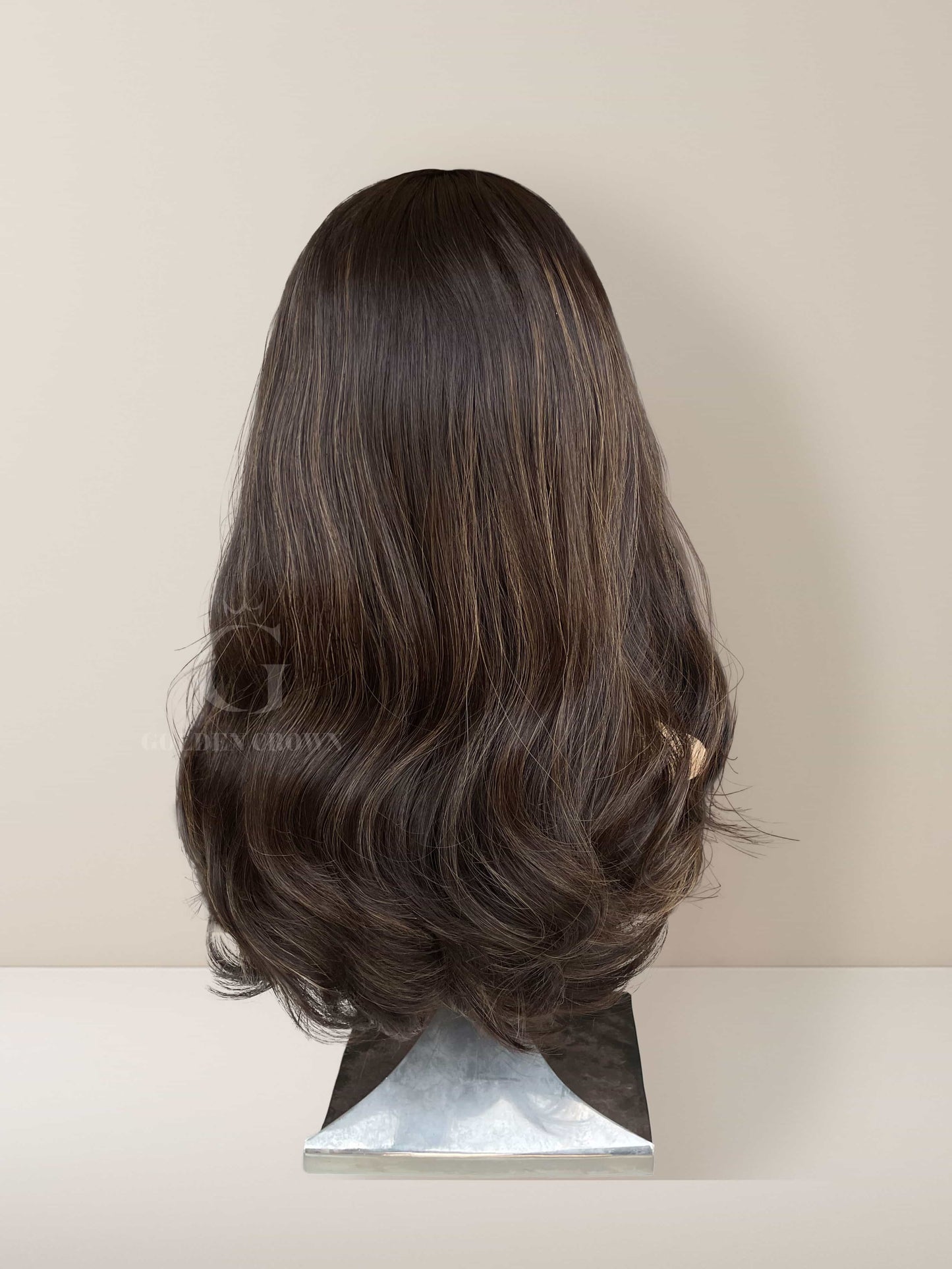 Laurel Lace Top Base 100 Human Hair Wigs Back View GoldenCrownWigs.com