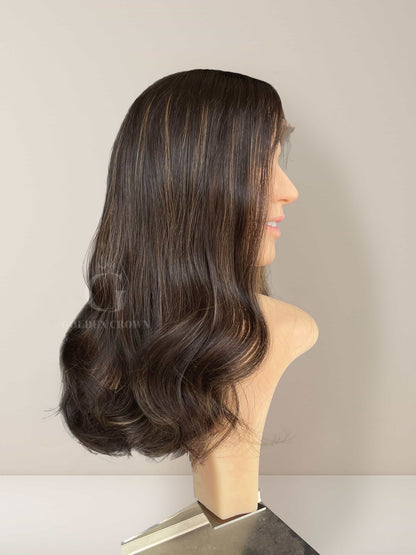 Laurel Lace Top Base 100 Human Hair Wigs Left Side View GoldenCrownWigs.com