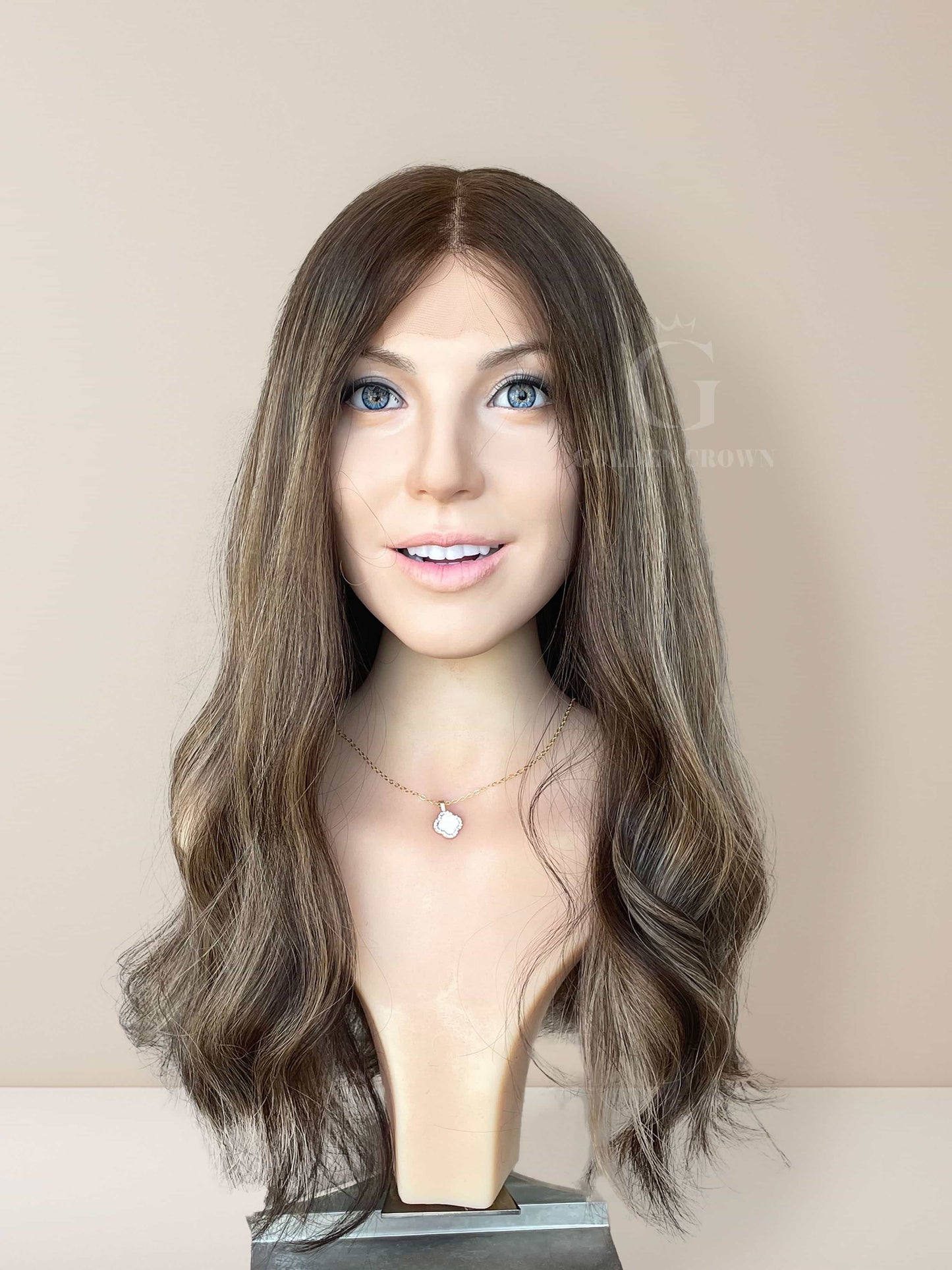 Leah Lace Top Base 100% Human Hair Wigs Front View GoldenCrownWigs.com