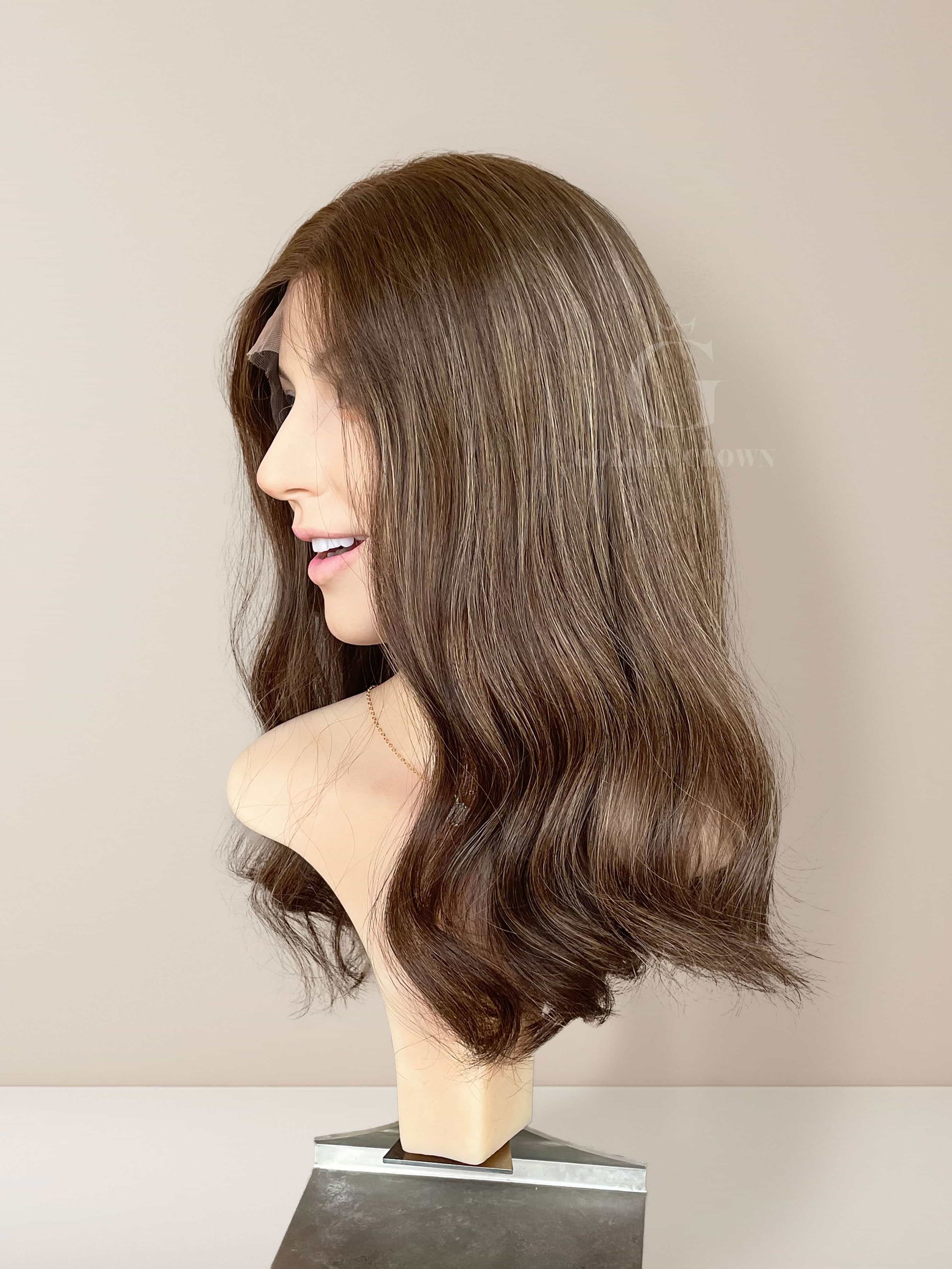Lily Lace Top Base 100% Human Hair Wigs Right Side View GoldenCrownWigs.com