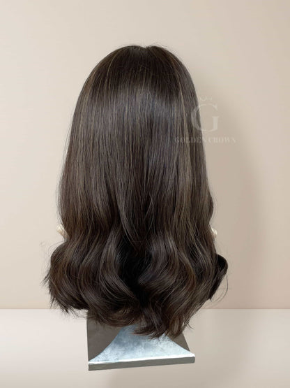 Lina Lace Top Base 100% Human Hair Wigs Back View GoldenCrownWigs.com
