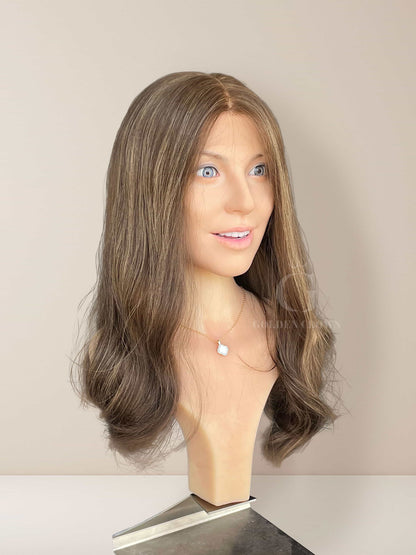 Luna Lace Top Base 100% Human Hair Wigs Front View GoldenCrownWigs.com