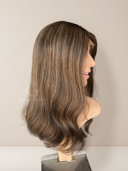 Luna Lace Top Base 100% Human Hair Wigs Left Side View GoldenCrownWigs.com
