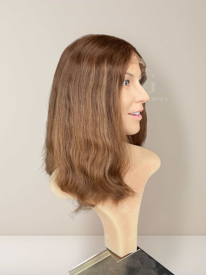 Maren Medical Lace Top Base 100 Human Hair Wigs Left Side View GoldenCrownWigs.com