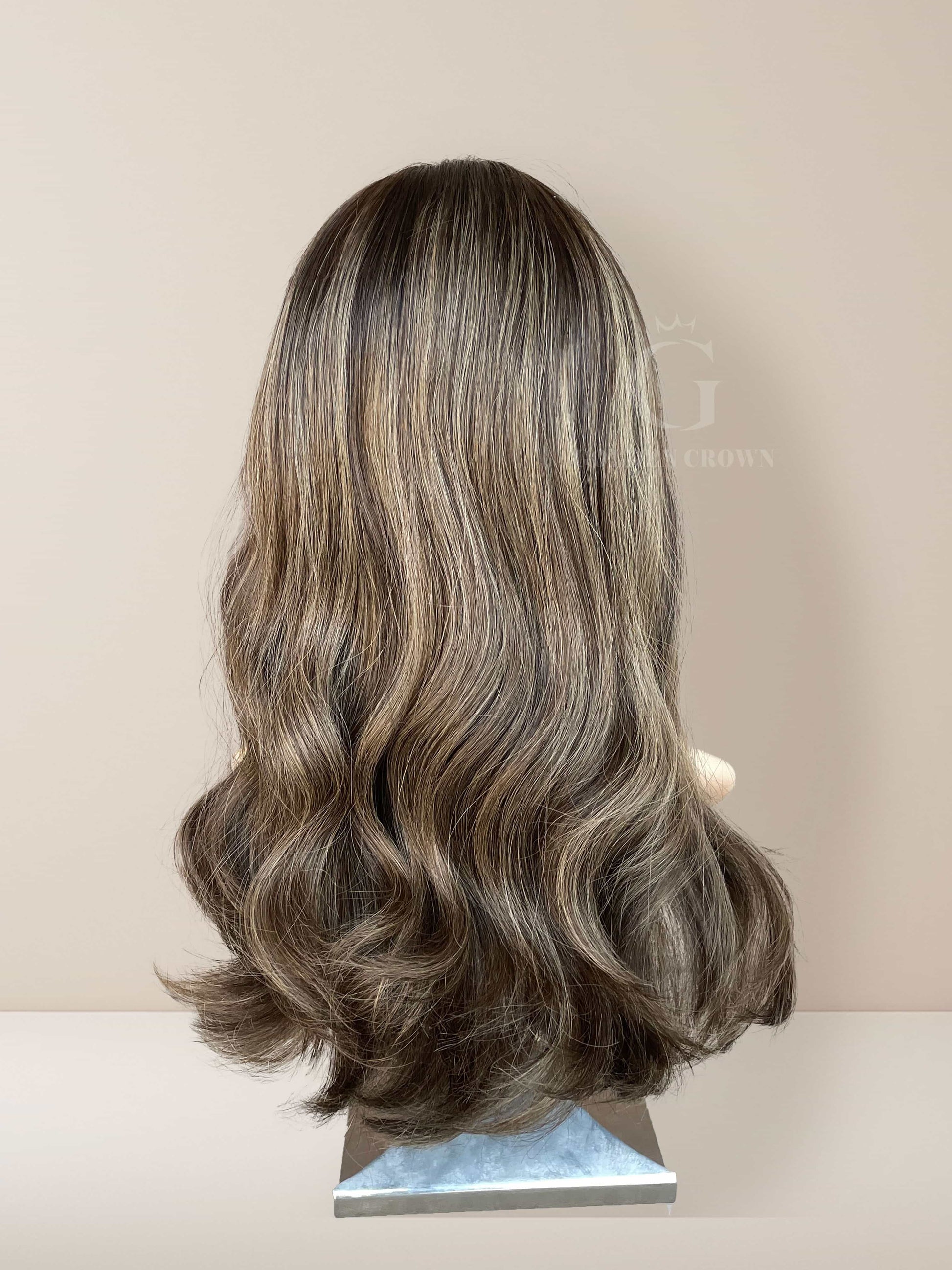 Nora Lace Top Base 100% Human Hair Wigs Back View GoldenCrownWigs.com