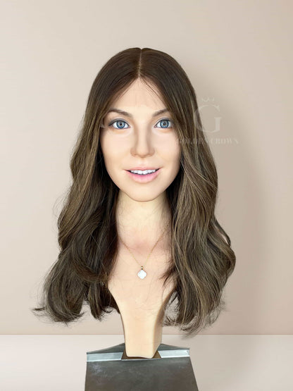 Nora Lace Top Base 100% Human Hair Wigs Front View GoldenCrownWigs.com