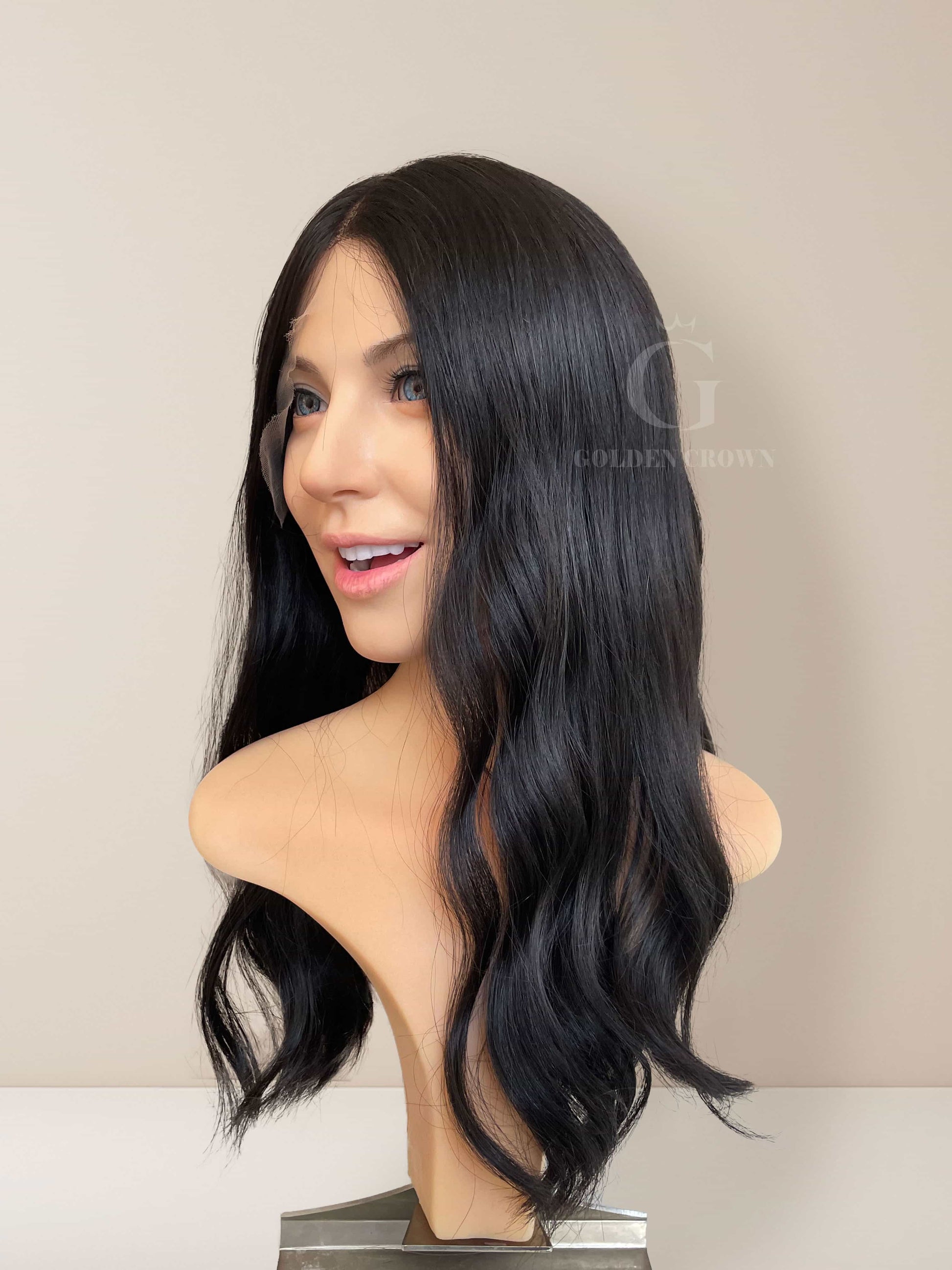 Seraphina Lace Top Base 100% Human Hair Wigs Right Side View GoldenCrownWigs.com