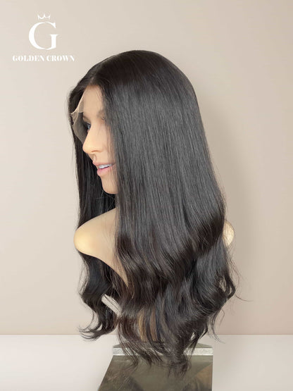 Seraphina Skin Lace Top Base 100 Human Hair Left Side View GoldenCrownWigs.com