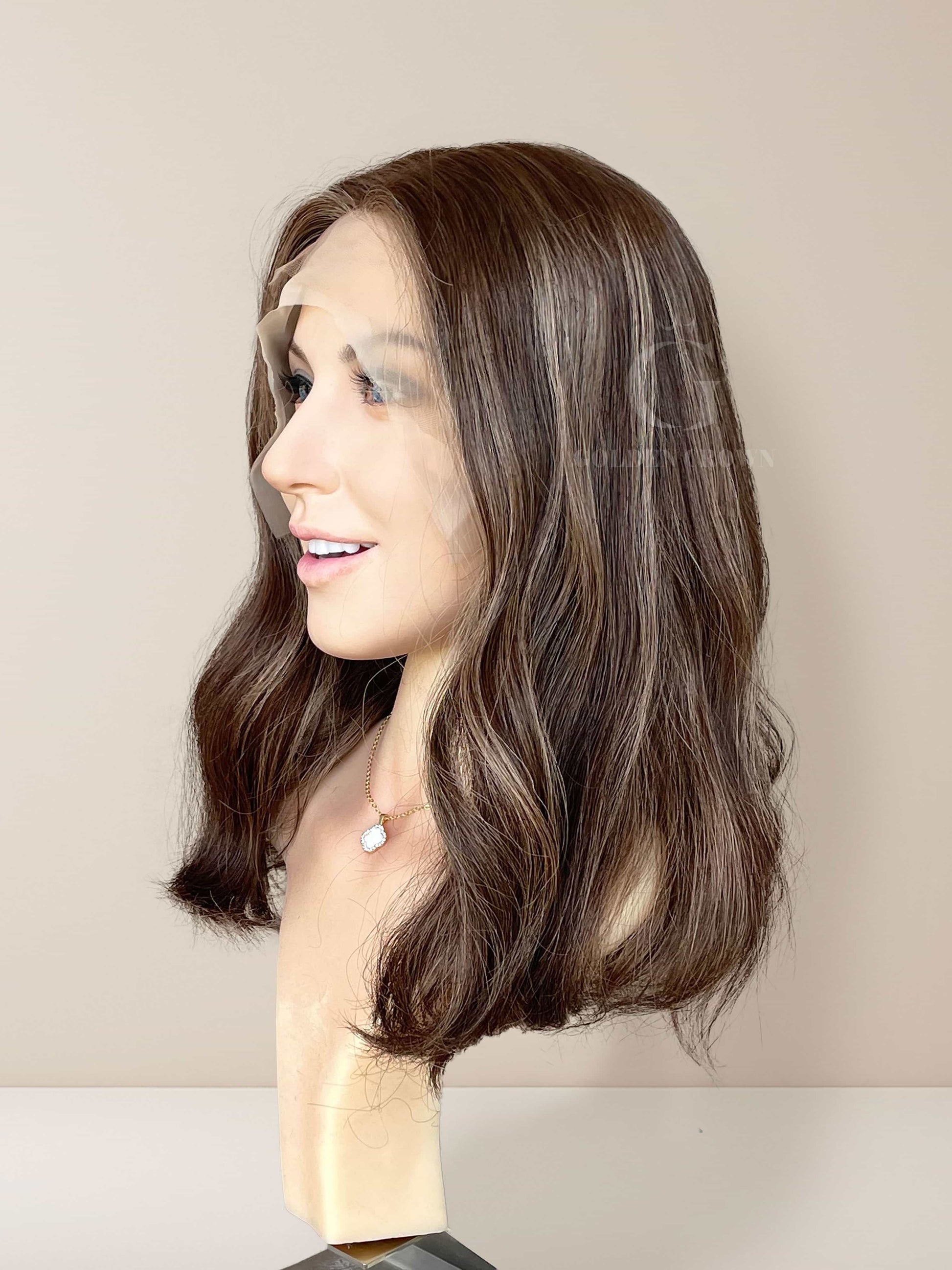 Susie Lace Top Base 100% Human Hair Wigs Right Side View GoldenCrownWigs.com