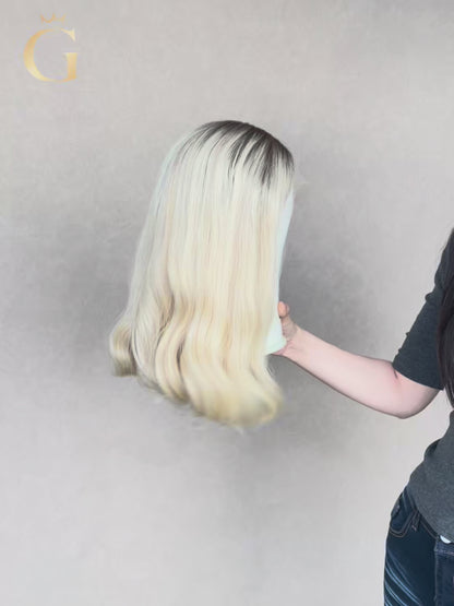 Emma Skin Lace Top Base 100% Human Hair Wigs Showcase GoldenCrownWigs